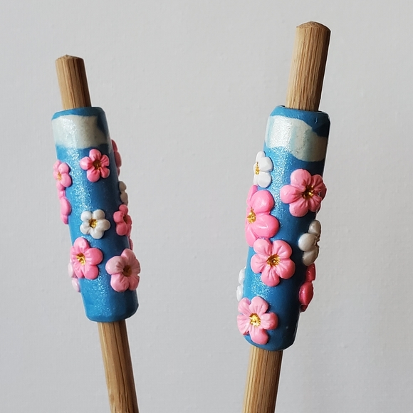 Dreadlock beads "Japanese Sakura", set of 2 - Picture 3 of 3